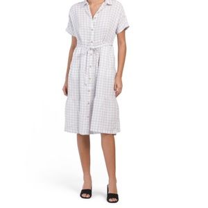 Cynthia Rowley Linen gingham short sleeve button down dress size XL